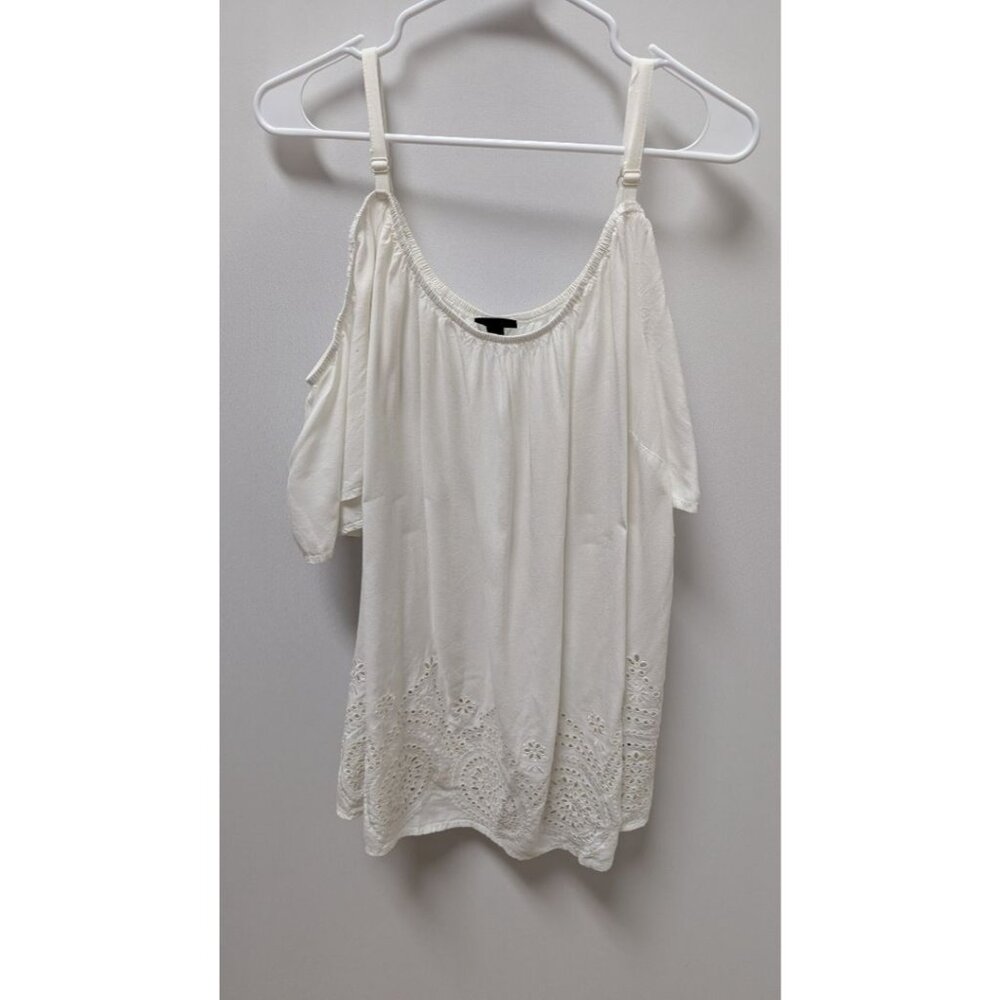 Torrid White Lace-Hem Cold-Shoulder Blouse